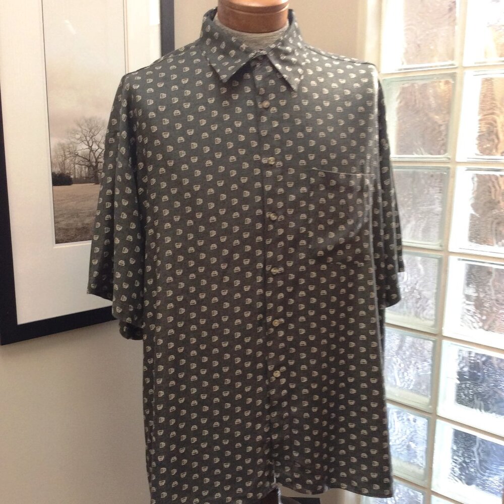 J FERRAR Men's Short Sleeve Dress Shirt XXL Smart Casual